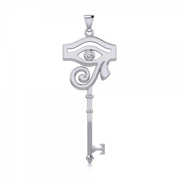 Eye of Horus Key Pendant with White Cubic Zirconia