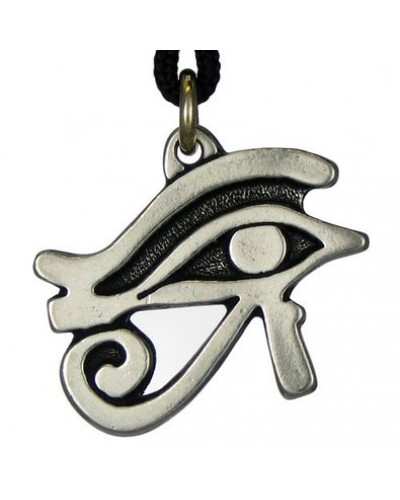 Egyptian Eye of Horus Pewter Necklace on Black Neck Cord - Reversible ...