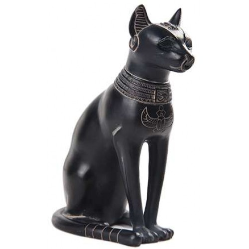 Egyptian Bastet Cat Blue Limestone Composite Statue Made in Egypt outlets