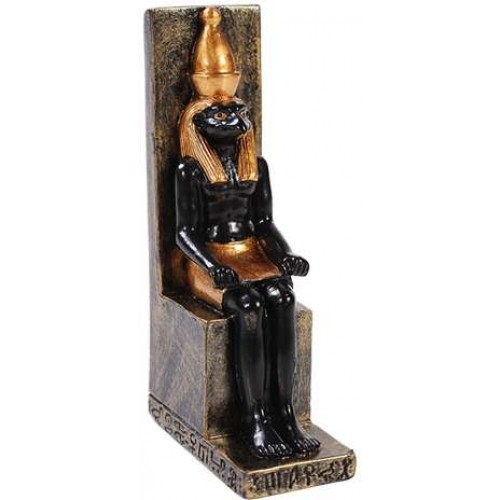 Horus Egyptian Sitting Mini Statue - Small Horus God Statue - 3 1/8 Inches