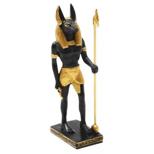 Anubis Egyptian Jackal God Mini Statue - Small Anubis Statue - 3 1/2 Inches