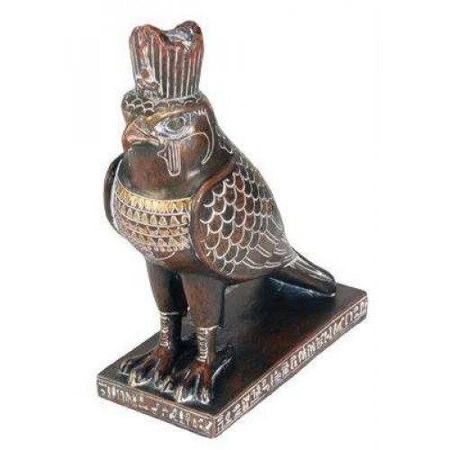 Horus Falcon Egyptian God Statue - Brown Resin 4 Inches High