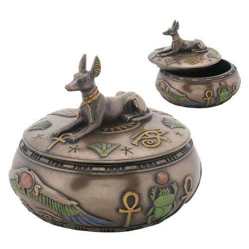 Egyptian 2024 God Anubis Sarcophagus Statue Trinket Stash Box