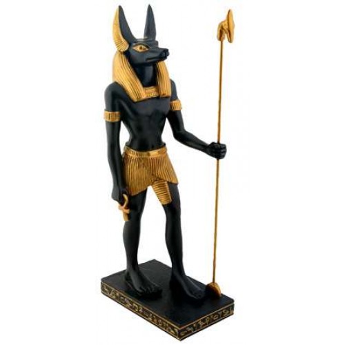 Egyptian God Anubis Statue with Head of a Jackal Dog 8 1/4 Inches High